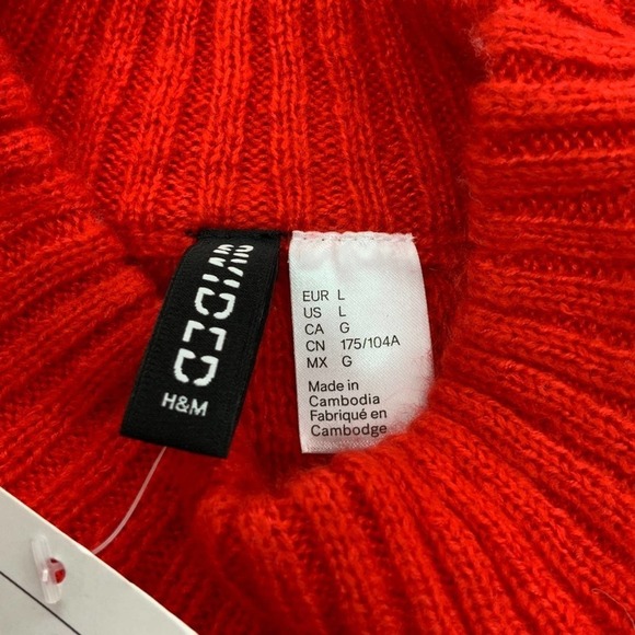 H&M Divide Red Mock Turtleneck Sweater L - Picture 2 of 6